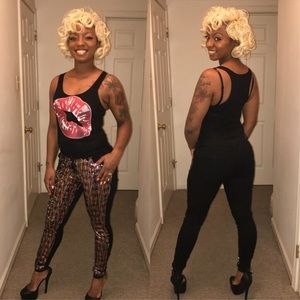 Black multi color sequins jeans